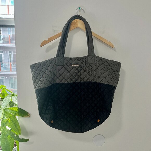 MZ Wallace Handbags - MZ Wallace Black & Magnet Gray Quilted Metro Tote Size Large